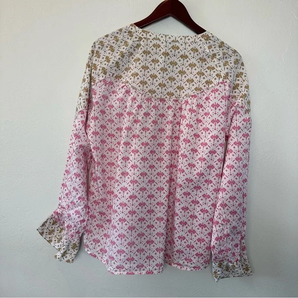Sundance Long Sleeve Pink/White Pure Cotton Blouse M - Picture 2 of 4